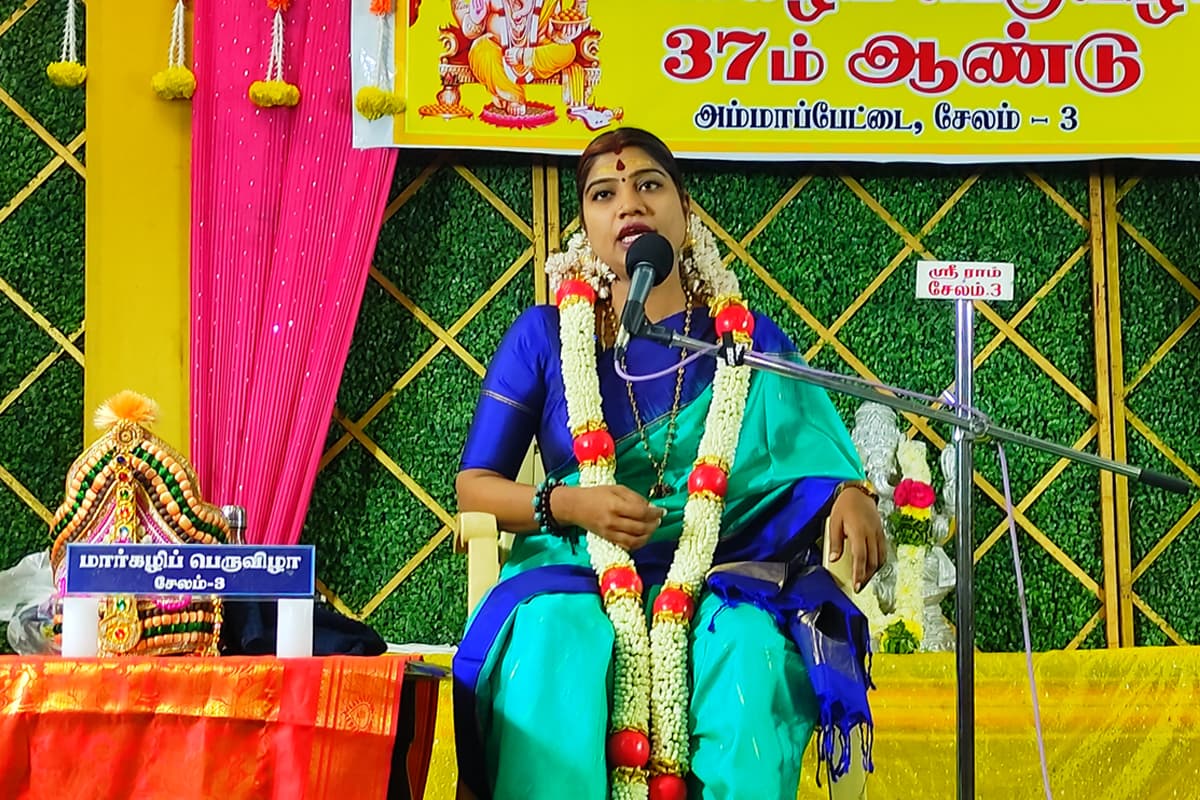 She is a Disciple of Thirumuruga Vallal Variyar Swamigal