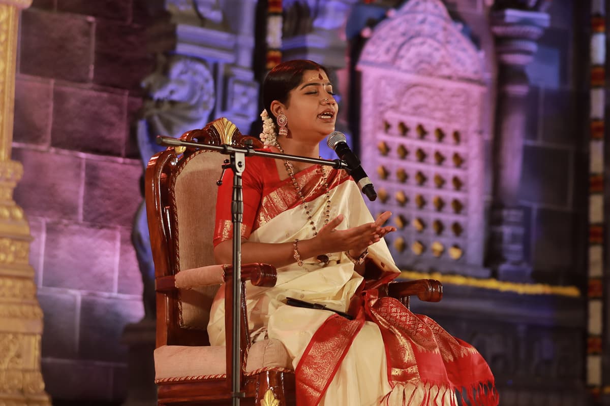 Her debut for religious discourse was done by Vallal Variyar Swamigal